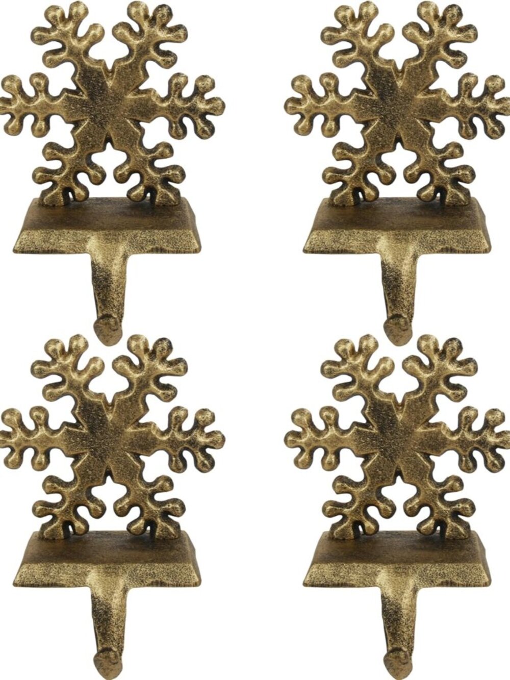4Pcs Stocking Holders, Snowflake Pattern Retro Metal Mantel Hooks, Anti-Slip Hea